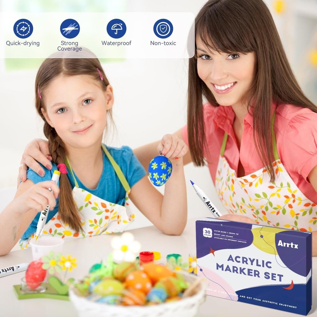 Ultimate 30 Colors Acrylic Paint Pens Set - Quick-Dry & Waterproof Art Supplies