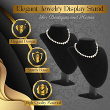 Load image into Gallery viewer, Black Velvet Necklace Holder - 11 Inch Display Stand for Weddings &amp; Birthdays