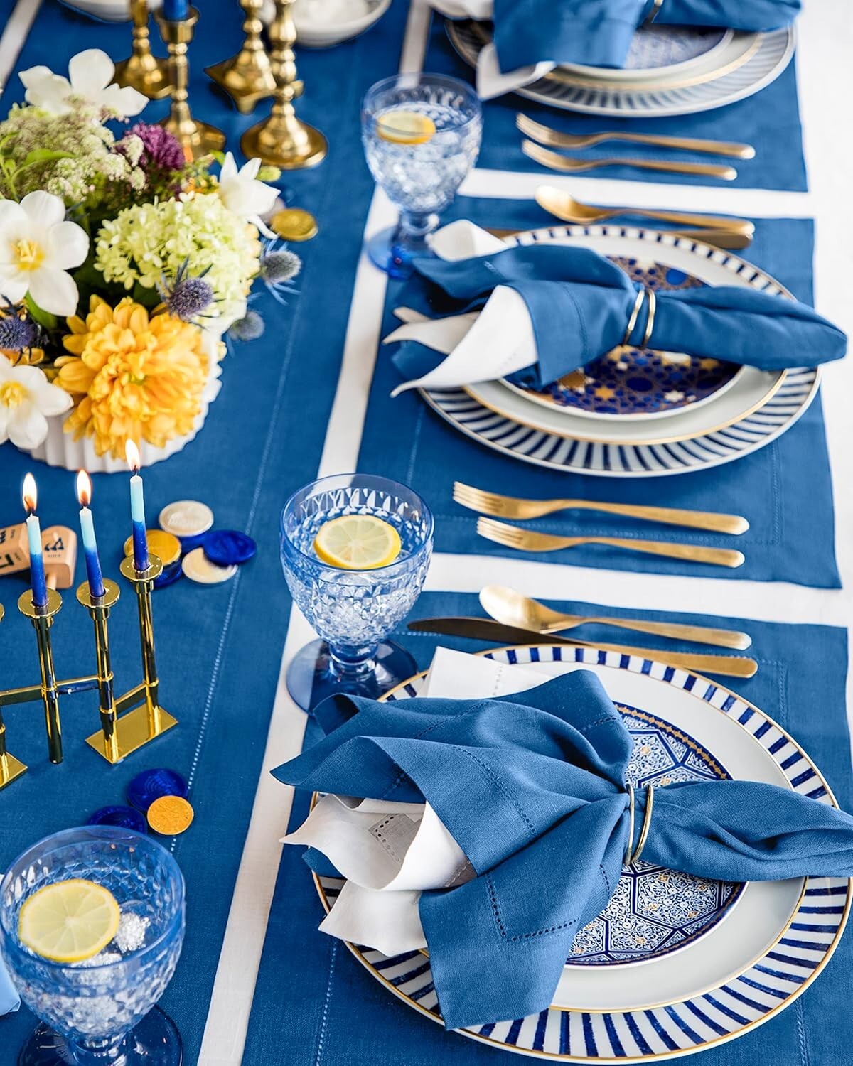 Machine Washable 100% Pure Linen Placemats Set of 4 - Stylish 14x19 Inch Design