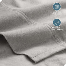 Load image into Gallery viewer, Luxuriously Soft 100% Cotton Flannel Queen Sheet Set - Deep Pocket Light Grey