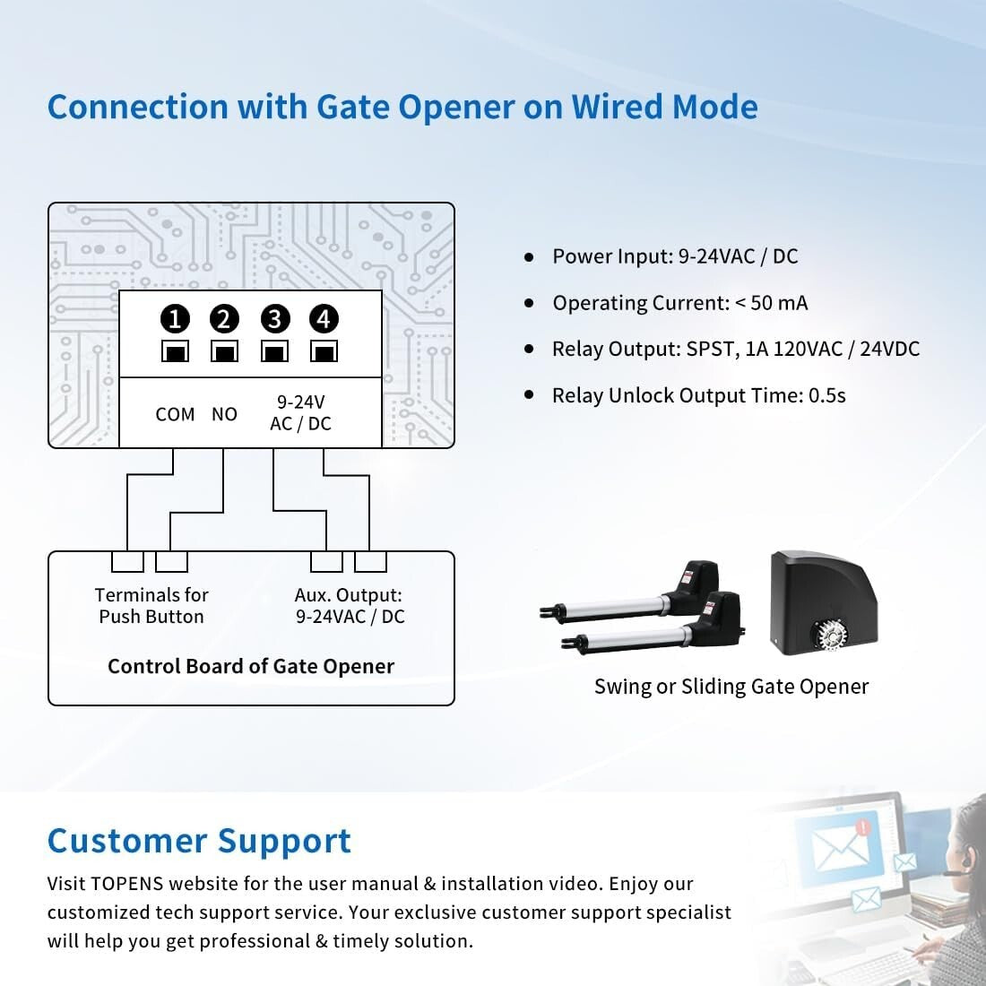 Universal Keyless Entry Keypad with Wired and Wireless Modes for Gates & Doors
