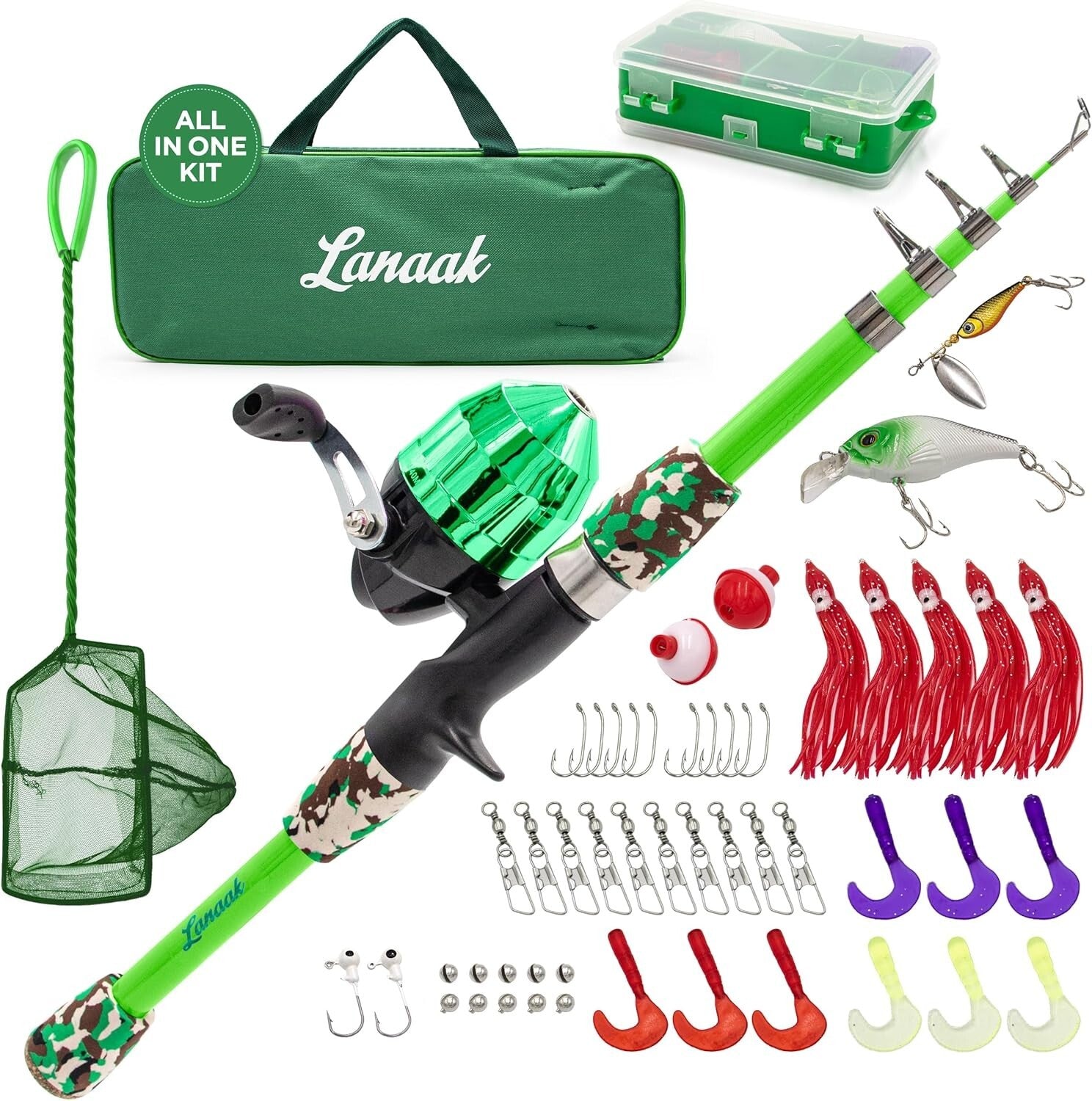 Youth-Friendly Fishing Gear: 65 Inch Telescoping Rod & Fully Stocked Tackle Box