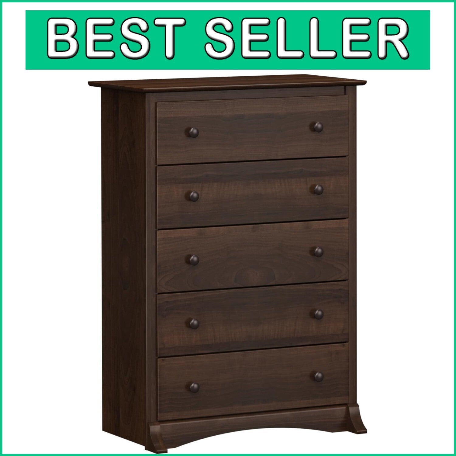 Elegant 5-Drawer Chest in Espresso - Durable & Versatile Furniture for Any Room