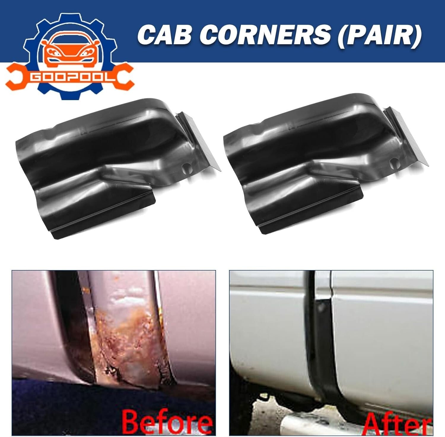 Metal Cab Corners Set for 2009-2014 Ford F150 Crew Cab - 2-Piece Replacement