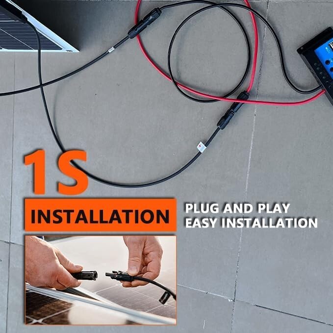 50FT 12AWG Solar Connector Cable with UV Protection - Ideal for RVs and Vehicles