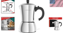 Load image into Gallery viewer, Classic Stainless Steel Moka Pot - 6oz Portable Espresso Maker with Metal Hinge
