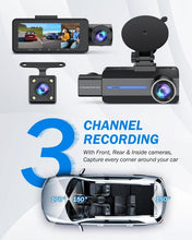 Load image into Gallery viewer, Advanced 2.5K Triple Car Dash Cam with IR Night Vision &amp; 24Hr Parking Guard