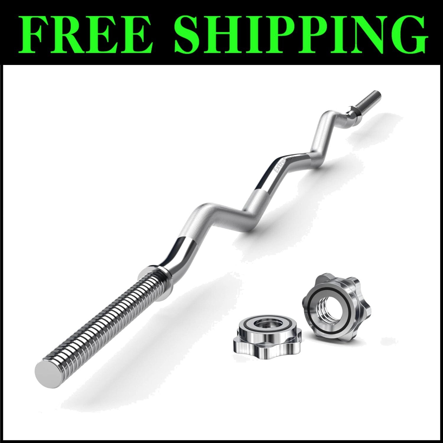 Durable 47" Curl Bar with Knurled Grip - Perfect for Biceps & Triceps Workouts