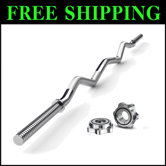 Durable 47" Curl Bar with Knurled Grip - Perfect for Biceps & Triceps Workouts