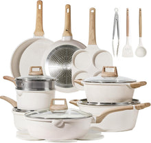 Load image into Gallery viewer, Comprehensive 21-Piece Cooking Set - Induction-Compatible White Granite Cookware