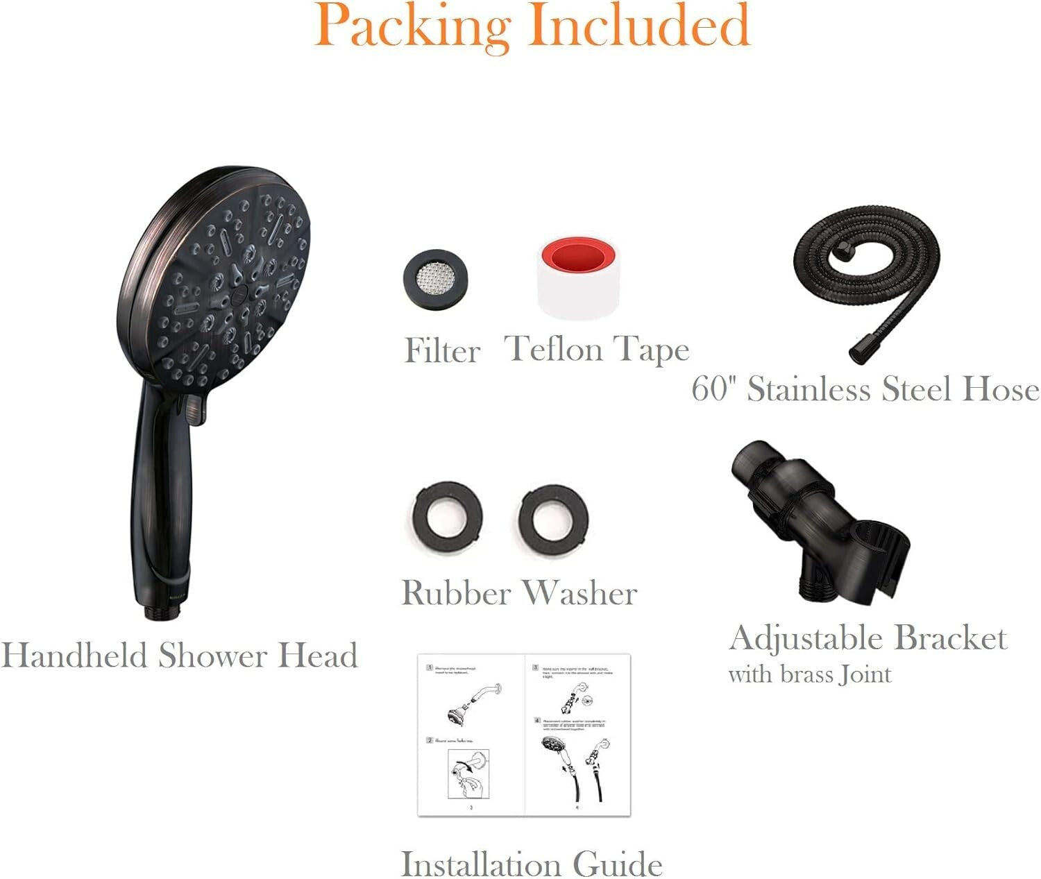Designer High Flow Rain Showerhead - Handheld & Adjustable Holder Included