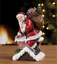 Load image into Gallery viewer, Charming Santa Claus Climbing Down Chimney 11-Inch Holiday Figurine