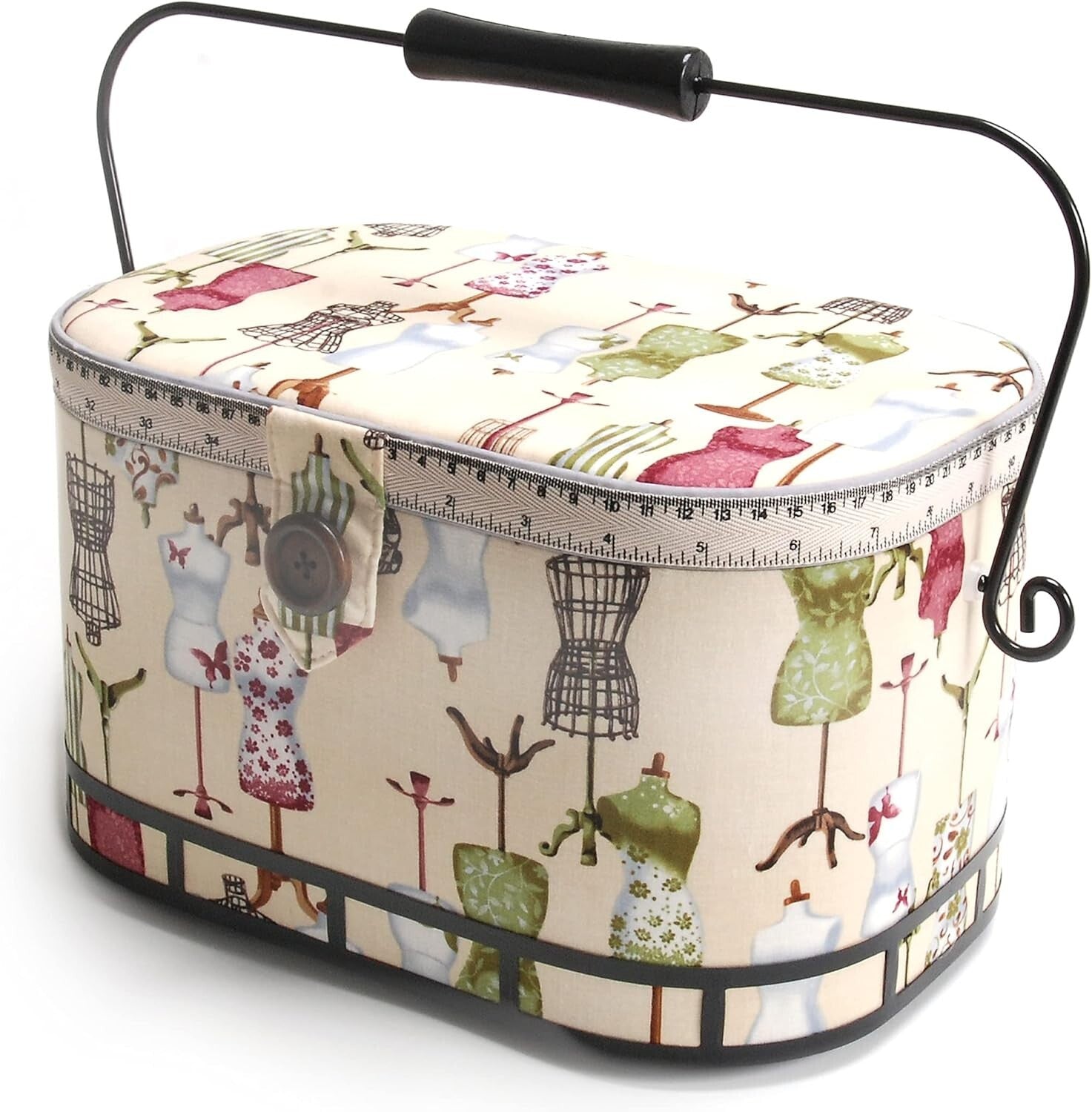 Elegant Oval St. Jane Sewing Basket with Magnetic Closure - Multi-Color Design