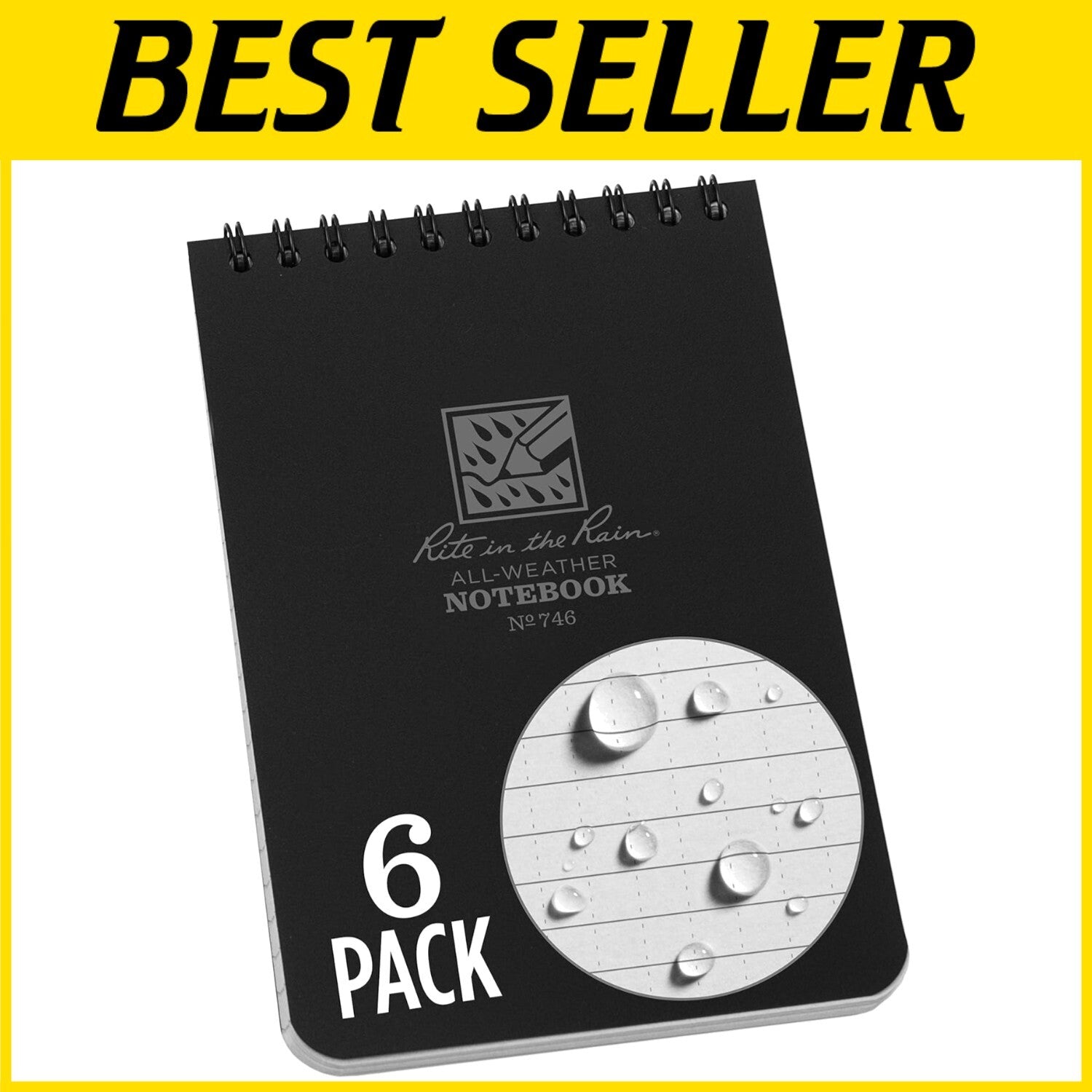 All-Weather 4" x 6" Pocket Notebooks - Weatherproof Paper & Eco-Friendly 6 Pack