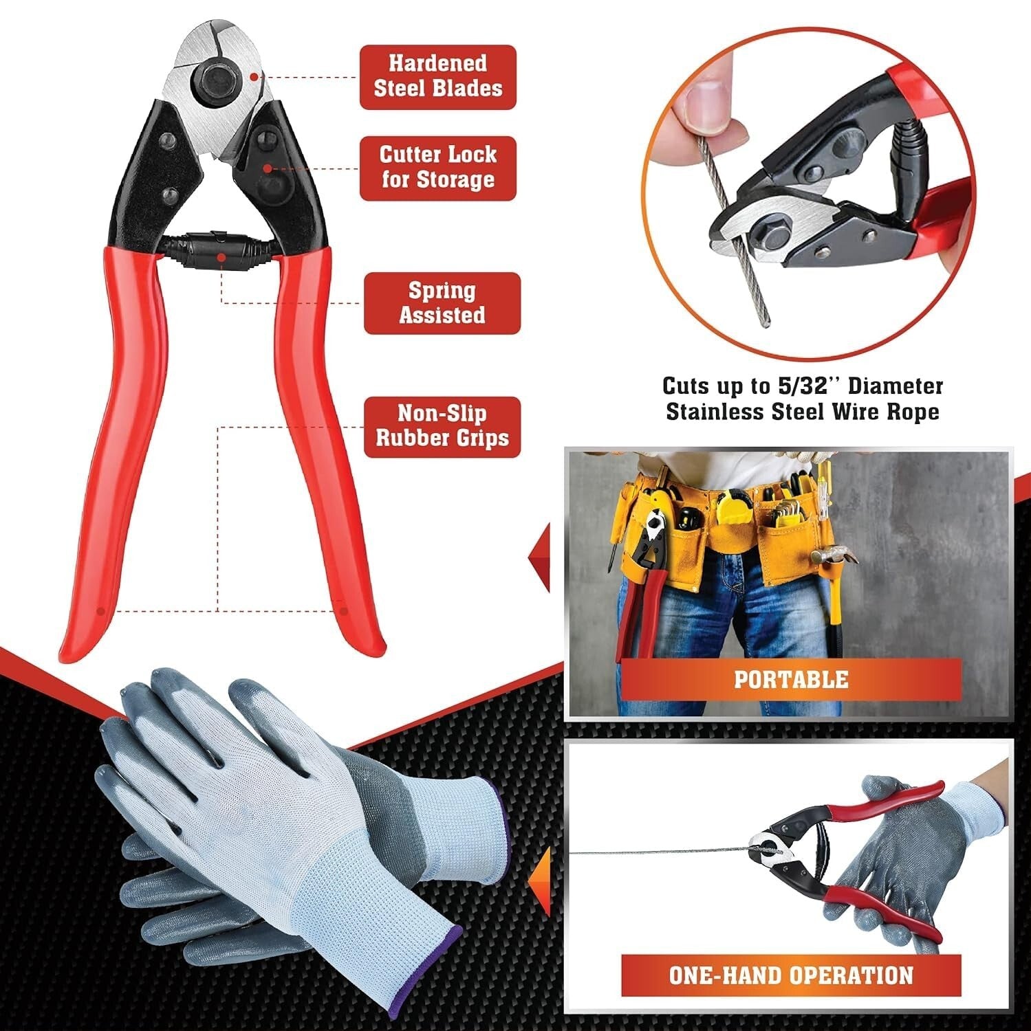 Heavy-Duty 1100FT Deck Cable Railing System with Cable Cutter for Easy Install