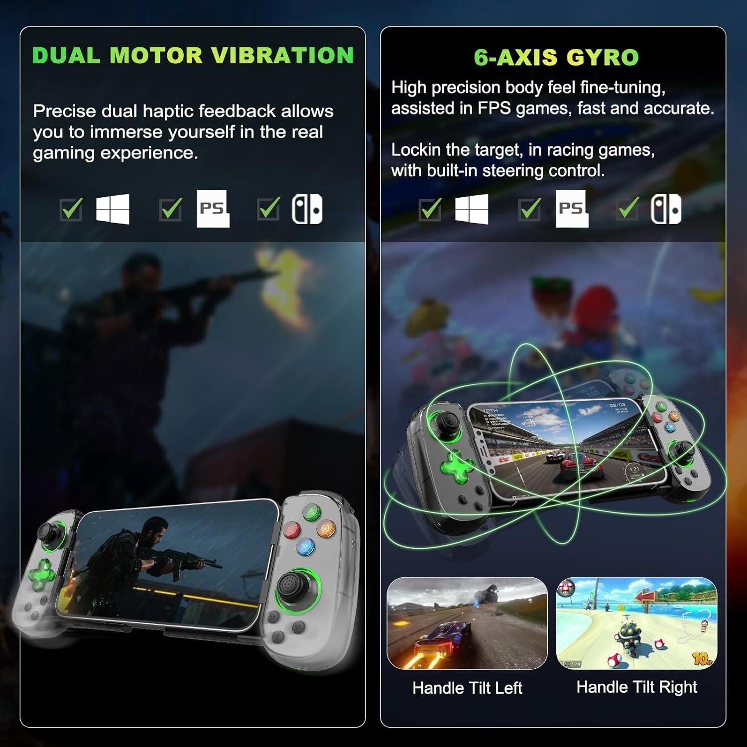 Turbo & 6-Axis Gyro Mobile Gaming Controller for Seamless Streaming Experience