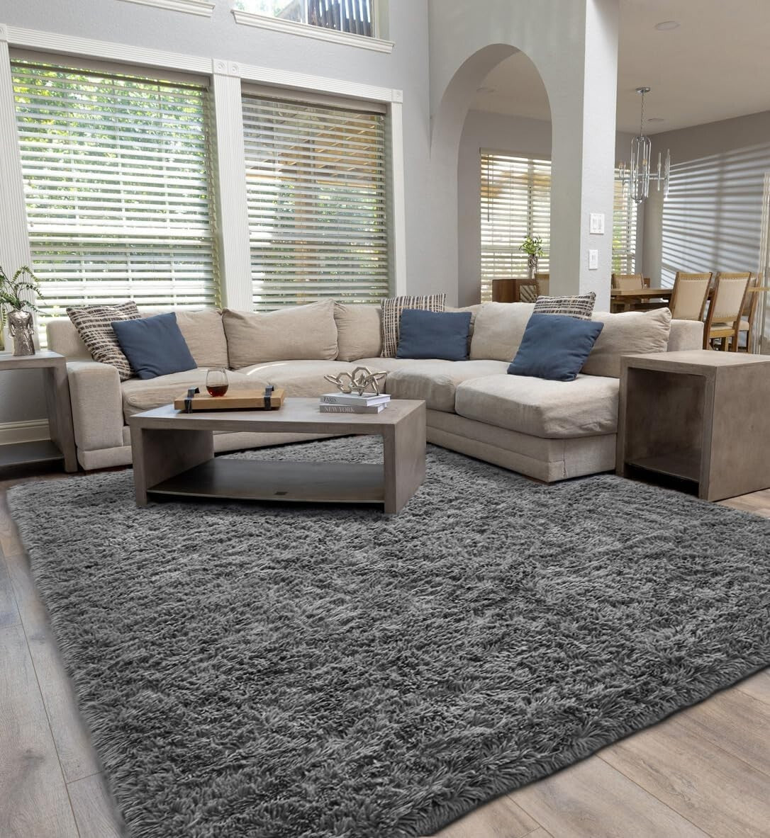 High-Pile 8' X 10' Soft Grey Shag Rug - Perfect for Living Room & Nursery