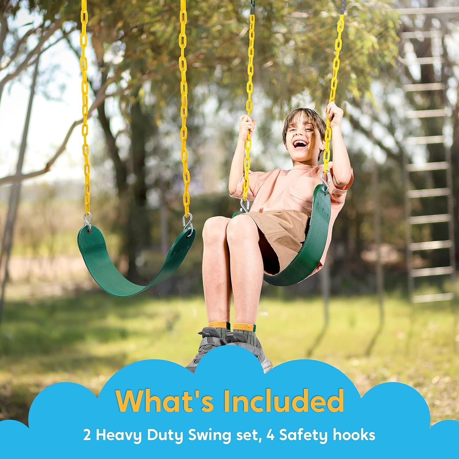 Premium 66" Heavy Duty Green Swing Seats - Ideal for Outdoor Playgrounds