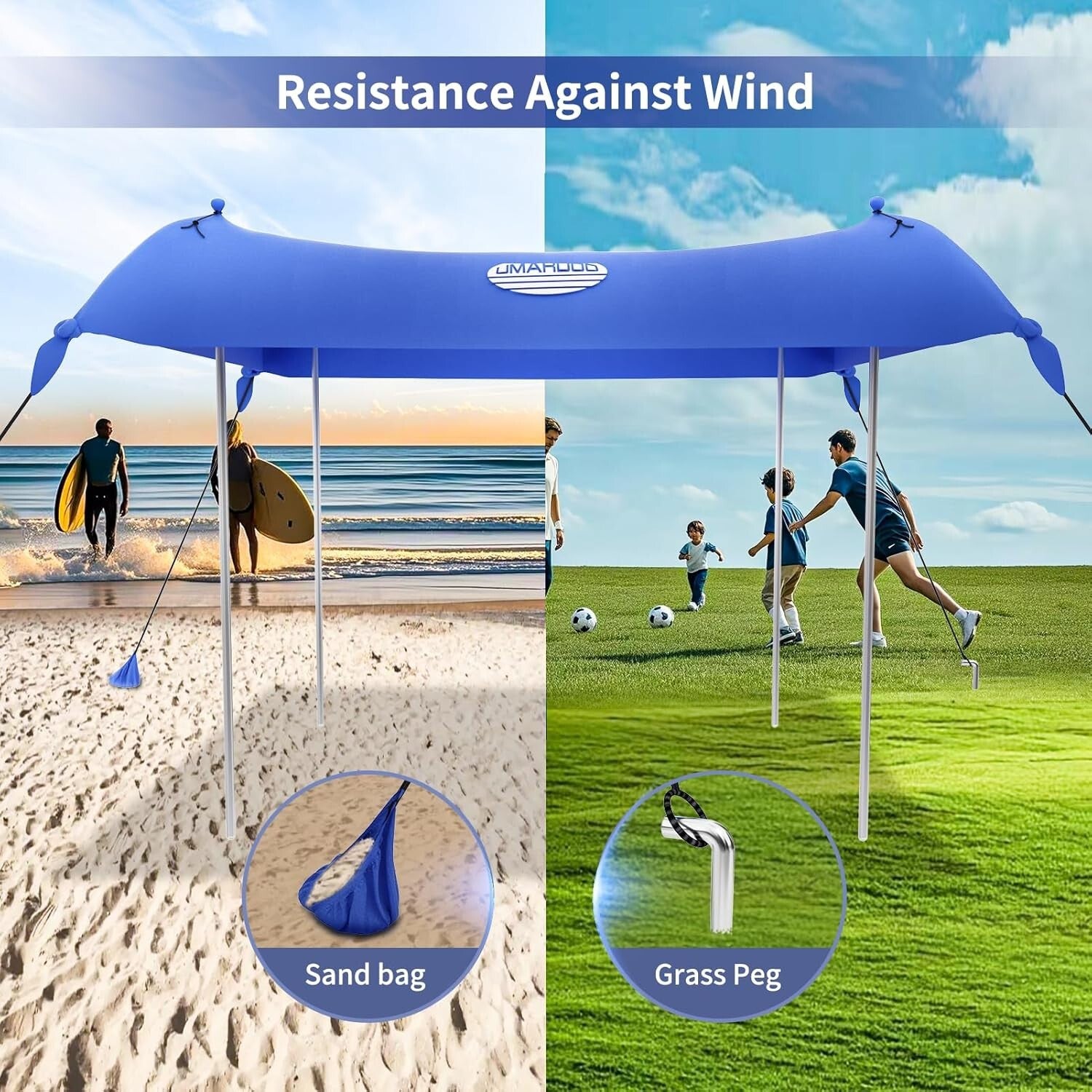 10×10FT Portable Beach Tent with UPF 50+ Sun Protection - Family Outdoor Shelter