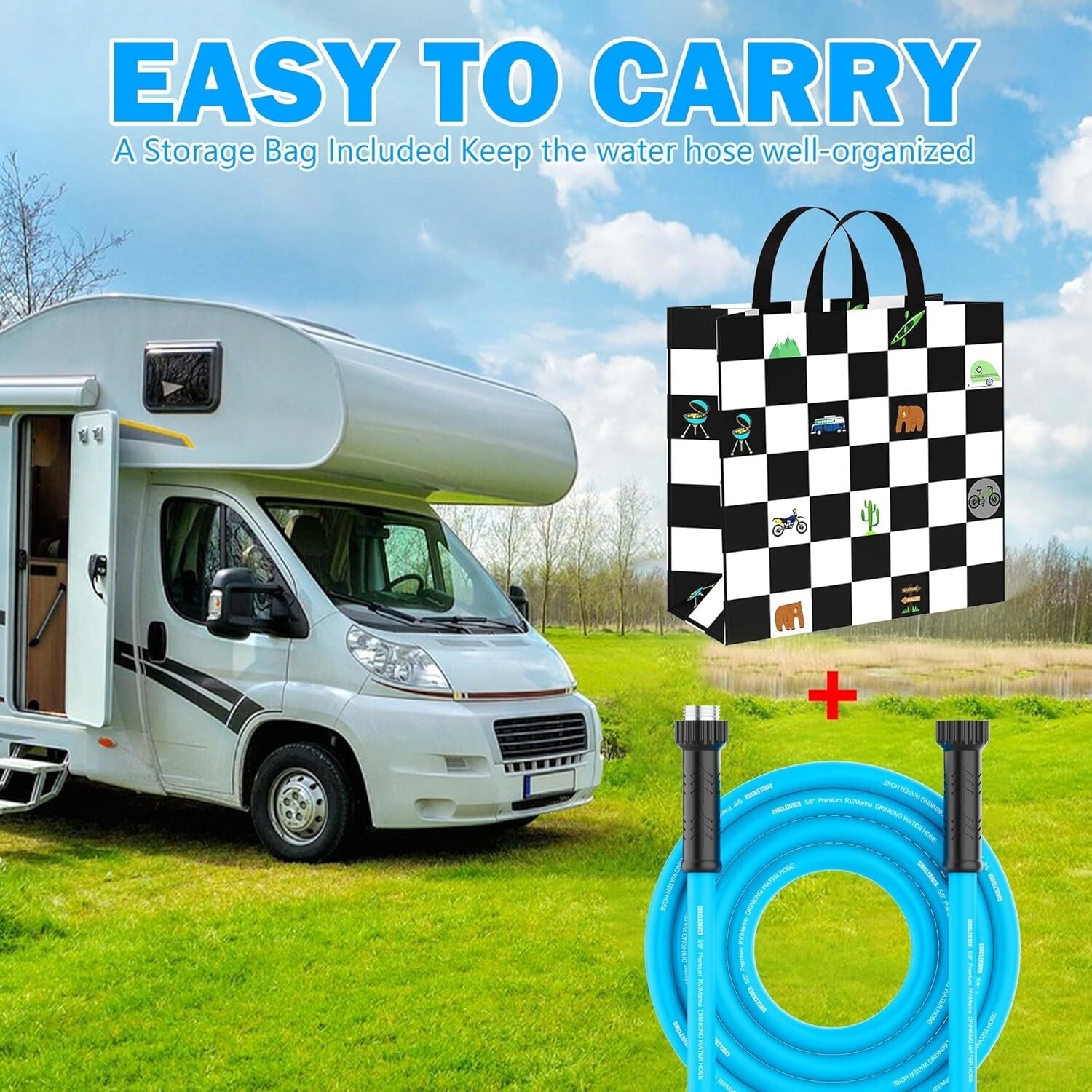 All-Weather 100FT RV Water Hose - Safe & Durable for Camping & Marine Use