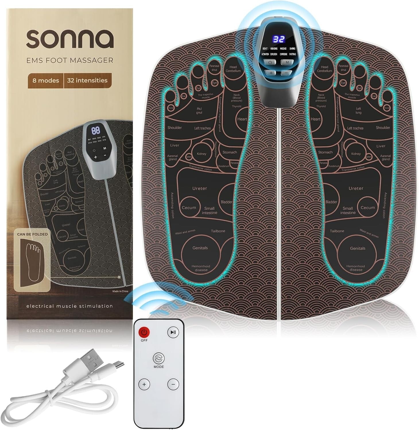 8-Modes Foot Massager Mat for Pain Relief & Muscle Relaxation, USB Rechargeable