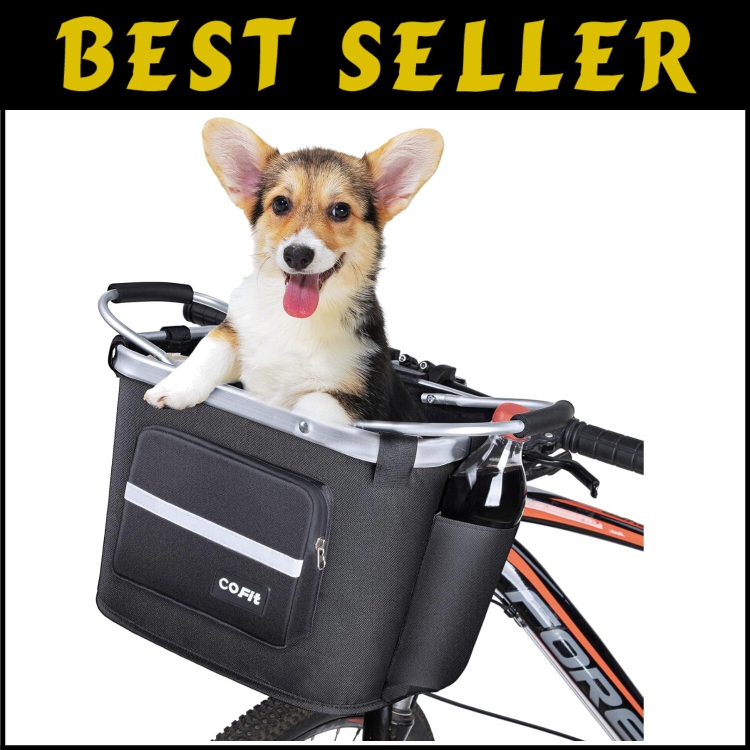 Lightweight and Durable Detachable Bike Basket with Side Pockets for Easy Access