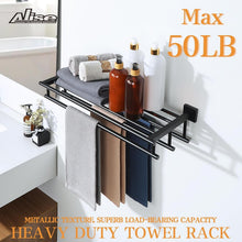Load image into Gallery viewer, 24-Inch Matte Black Towel Rack with 3 Stainless Steel Bars - Heavy Duty Design