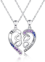 Load image into Gallery viewer, Charming Best Friend Necklaces in Sterling Silver with Heart and Gemstone Detail