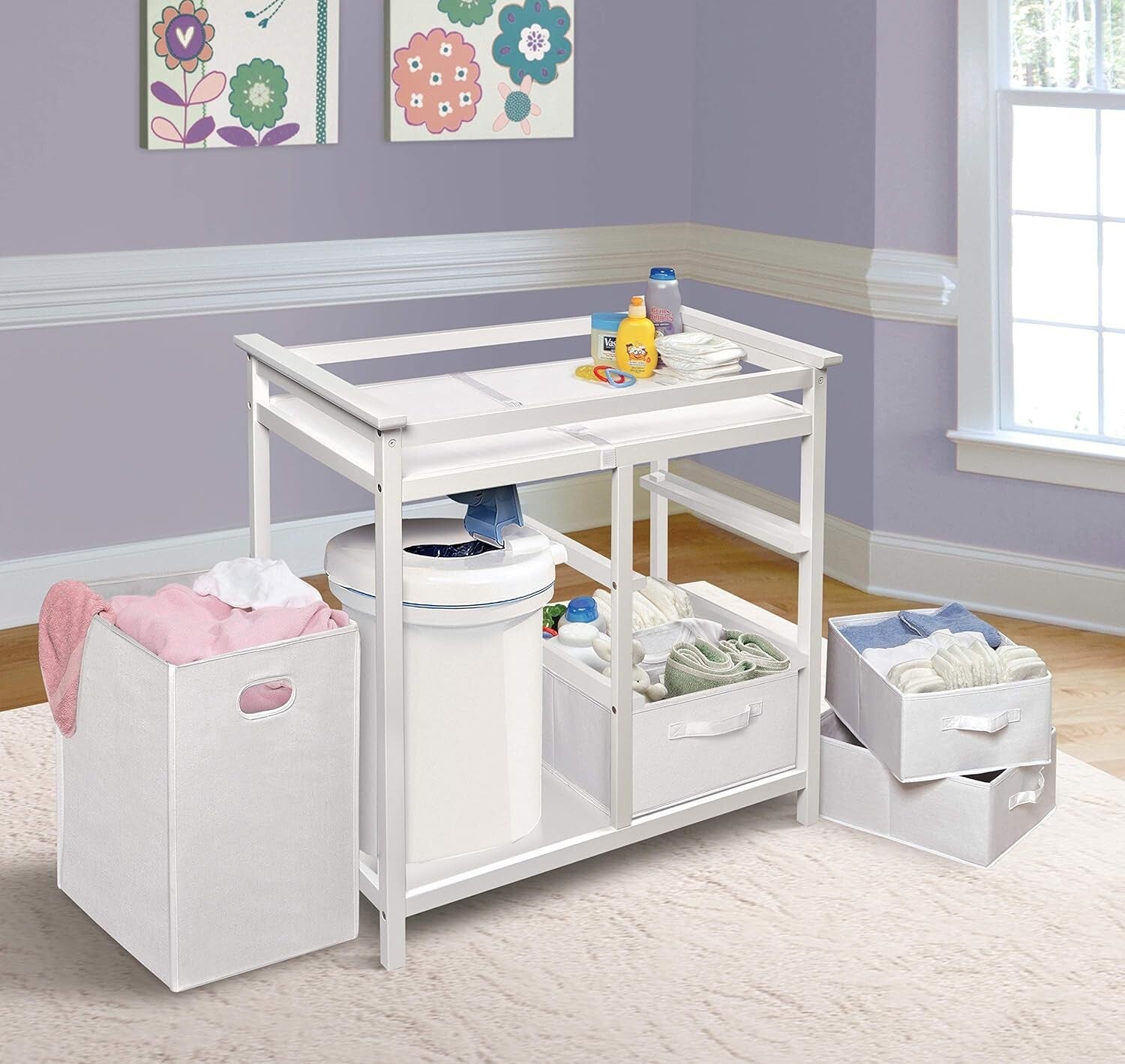 3-Drawer Portable Baby Changing Table with Safety Rails for Modern Nurseries