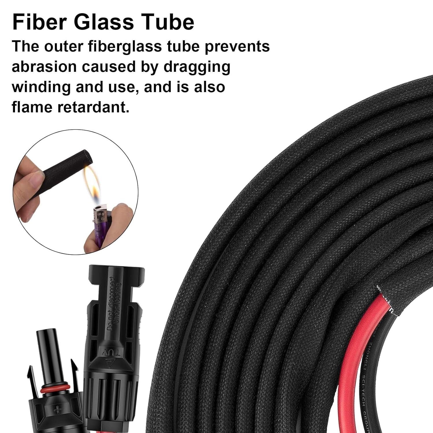 Versatile 10AWG Solar Extension Cable - 50FT with Male and Female Connectors
