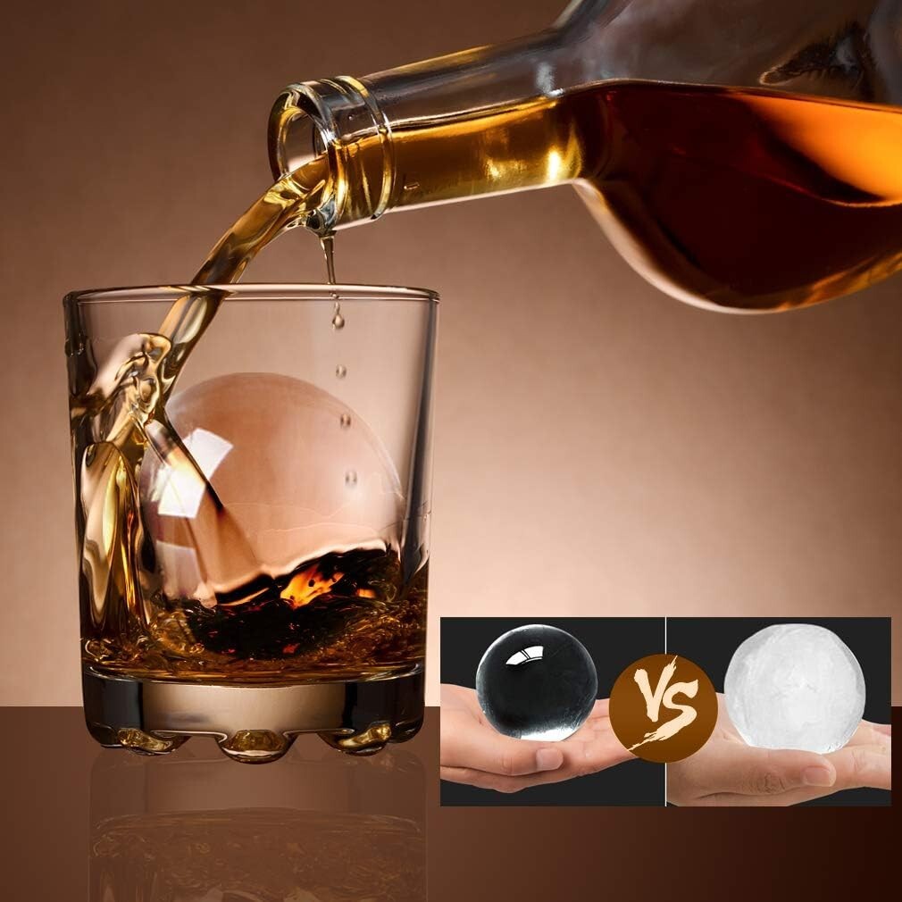 BPA-Free Silicone Ice Sphere Tray: Makes 4 Crystal Clear Ice Balls for Cocktails