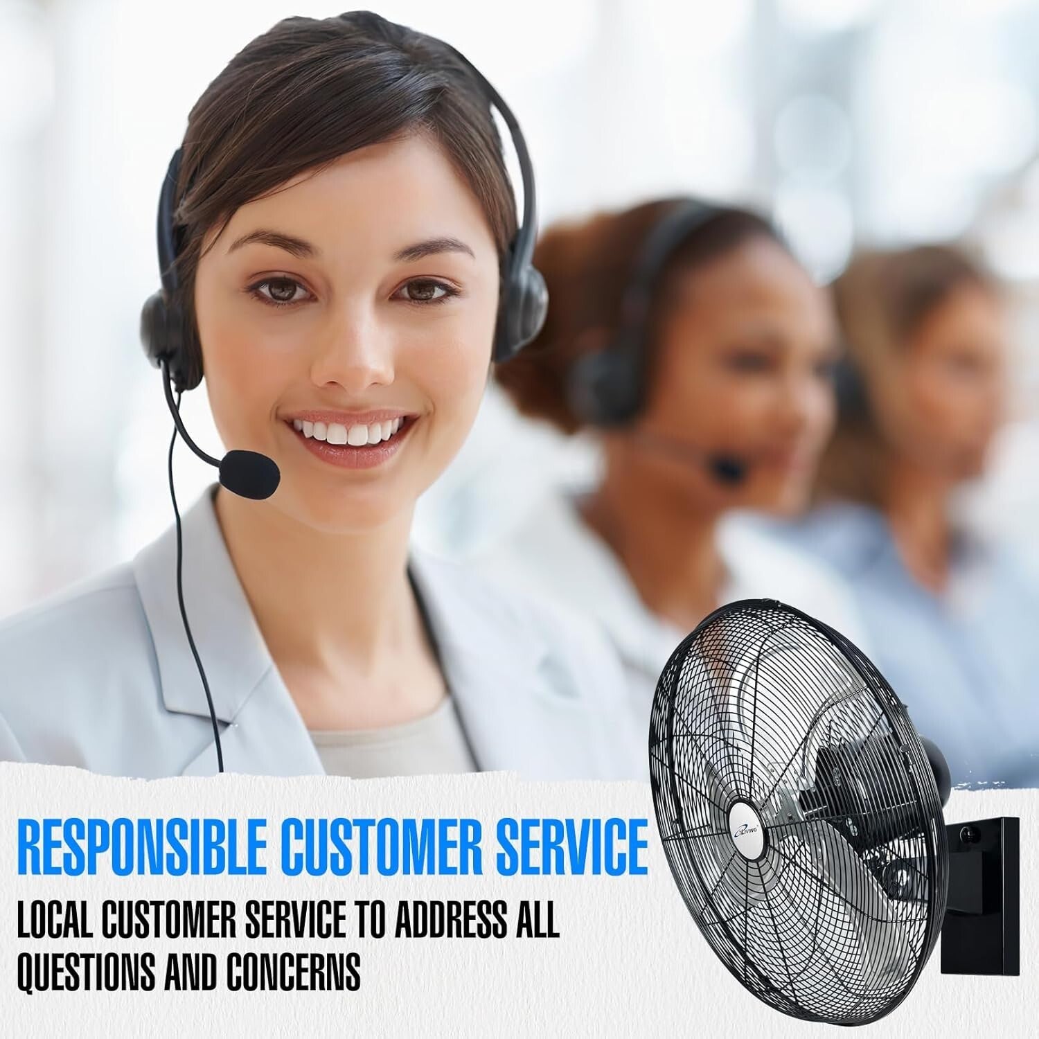 Adjustable 20" Black Wall-Mounted Oscillating Fan - Ideal for Garages & Patios