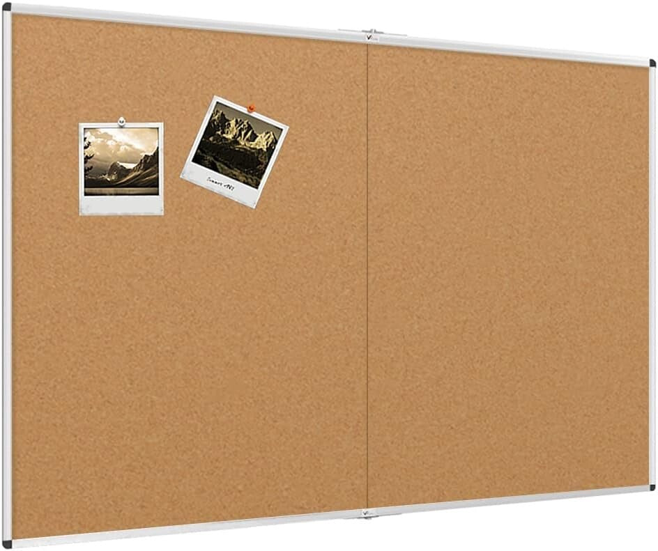 Self-Healing Corkboard 60" x 36" with Elegant Silver Frame - Multi-Use Design