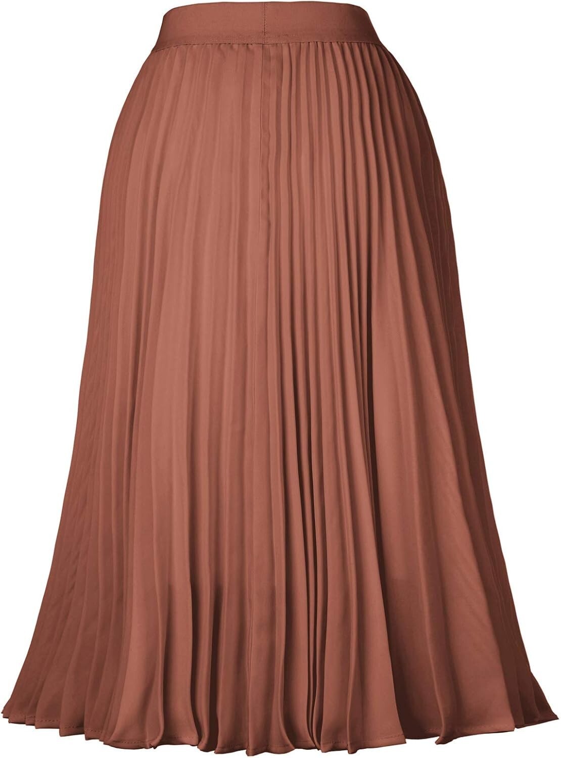 Plus Size Women's High Waist Pleated A-Line Midi Skirt - Timeless Brown Elegance