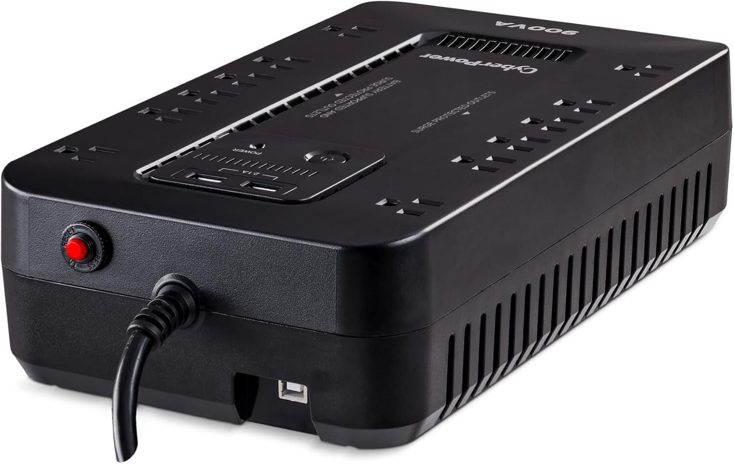 900VA/500W Uninterruptible Power Supply with USB Charging - Space-Saving Design