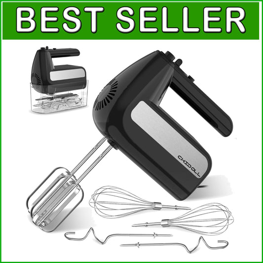 800W 5-Speed Electric Hand Mixer with Turbo and 6 Stainless Steel Attachments