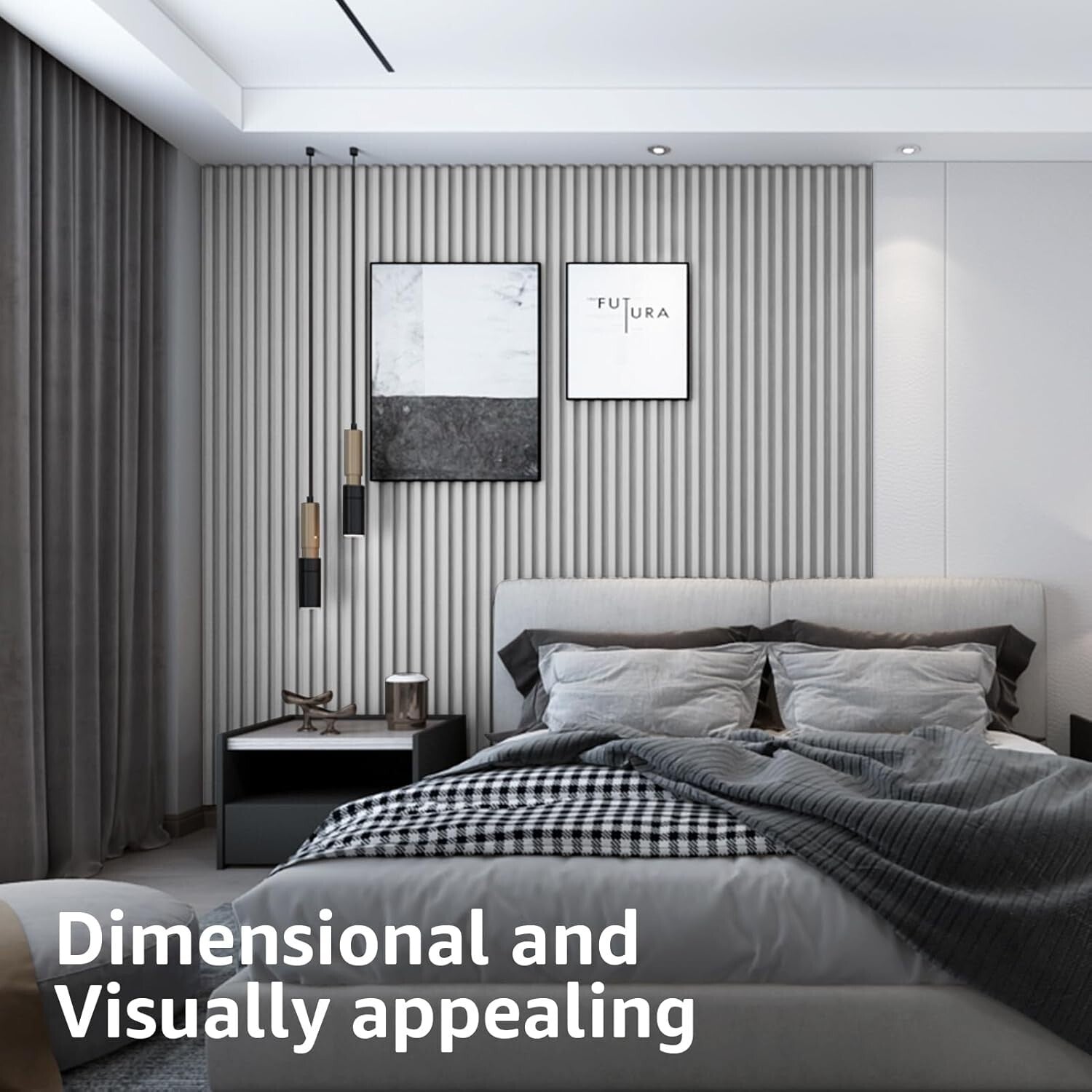 Contemporary Matte White WPC Slat Panels - Easy Install 8-Pack for Interiors