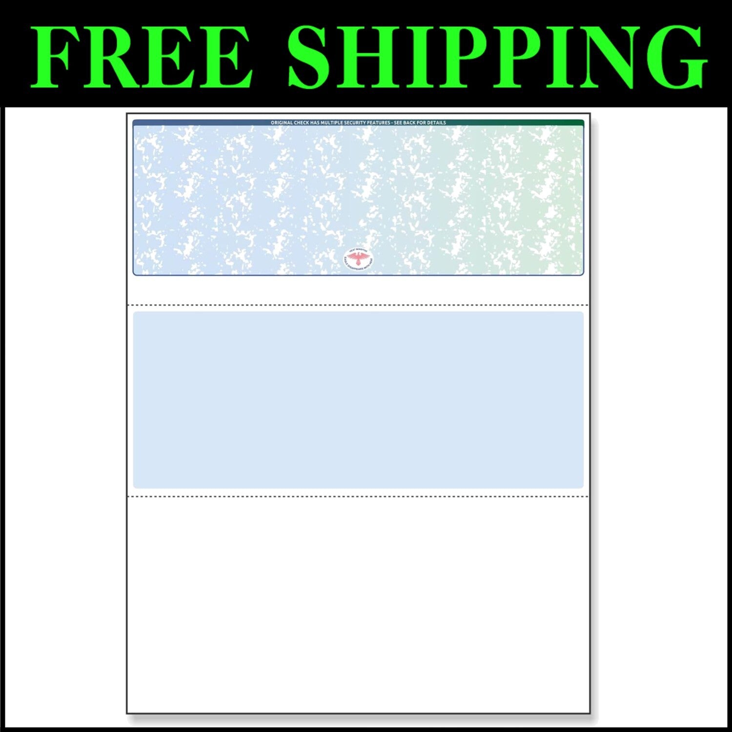 High-Quality Blue/Green Prismatic Blank Checks for Laser & Inkjet Printers