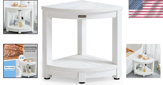 Durable Plastic Corner Shower Chair with Storage Shelf for Easy Shaving