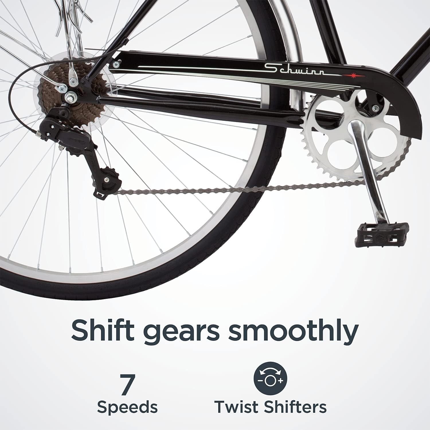 7-Speed Unisex Hybrid Bike with Retro Steel Frame and Cargo Rack for Easy Riding