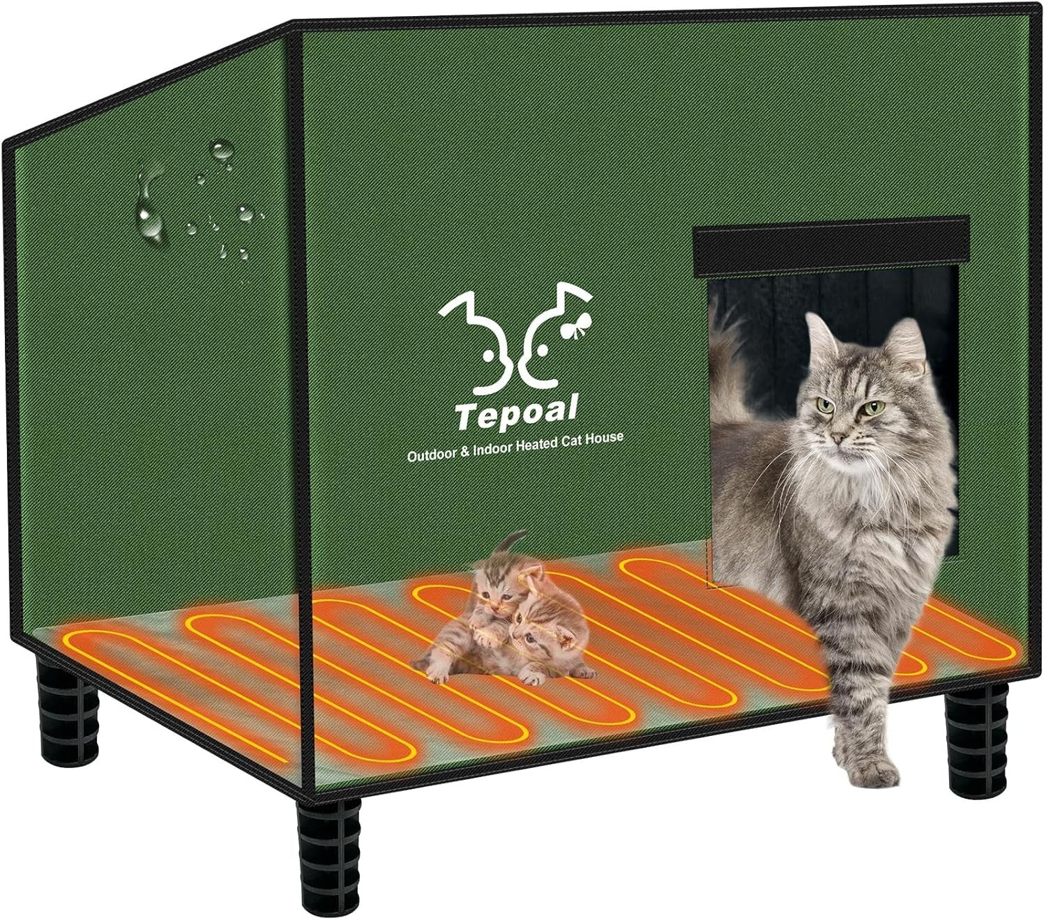 Indestructible Waterproof Cat House - Warm Shelter with Escape Door, 20x16x20