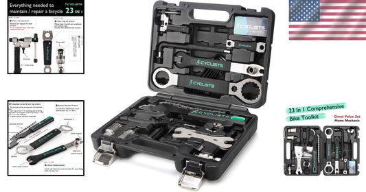 Durable Carbon Steel Bike Repair Tool Kit with Compact Storage Case - 23 Pieces