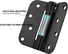 Load image into Gallery viewer, Heavy-Duty Matte Black Door Hinges 4 Pack - Adjustable Spring-Loaded System