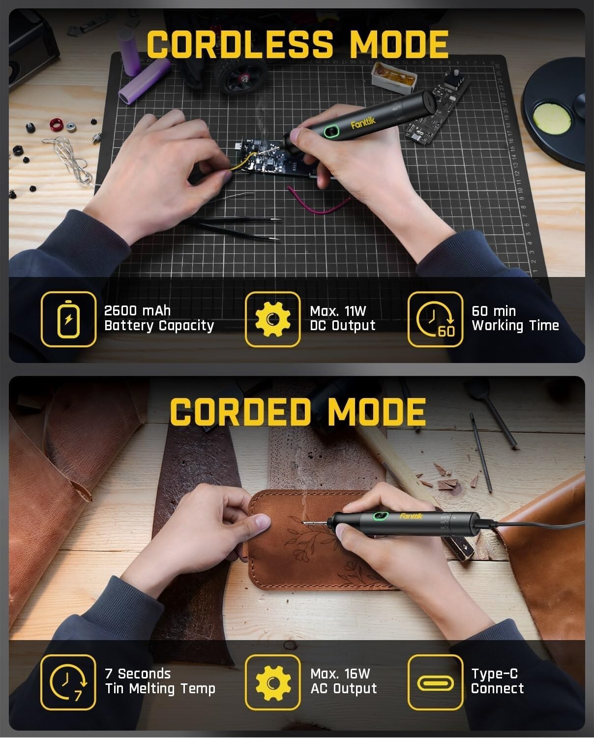 Advanced Wireless Soldering Iron Kit with ESD Tweezers & 4 Precision Tips