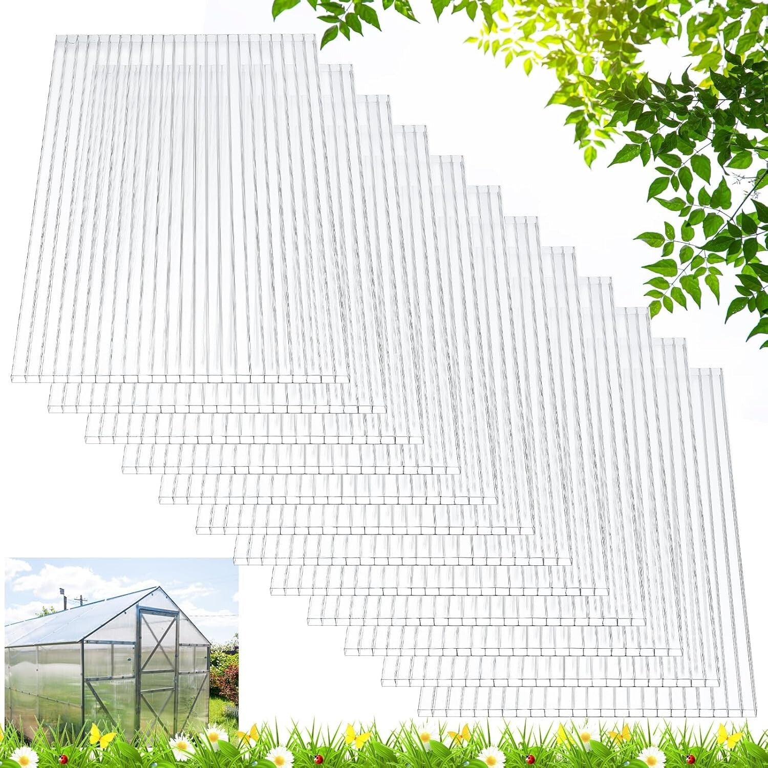 Versatile Clear Polycarbonate Panels - 5-Pack UV Protected & Easy to Install