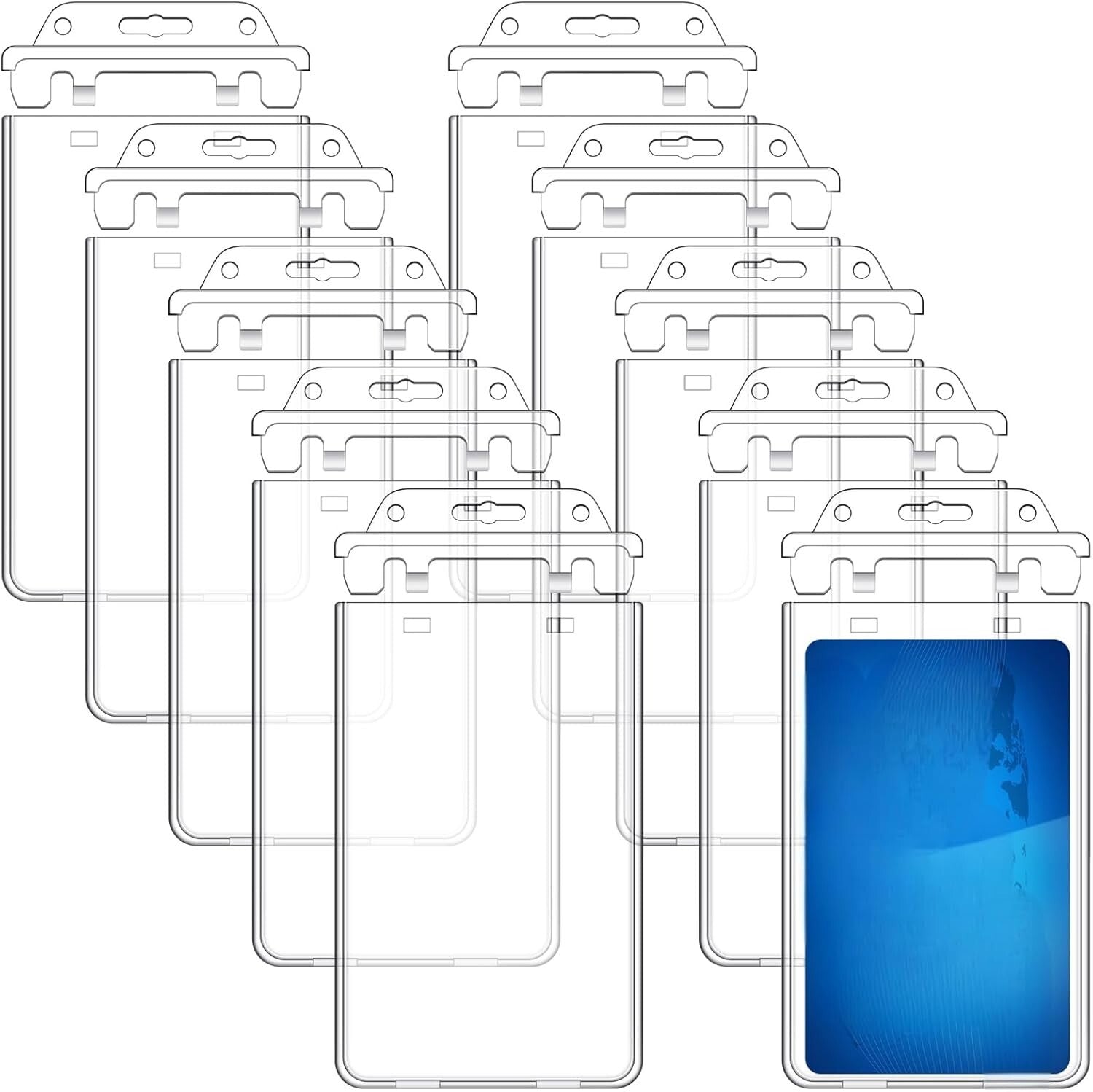 100 Pack Heavy Duty Clear ID Badge Holders with Permanent Locking - 2.4 x 4.2 in