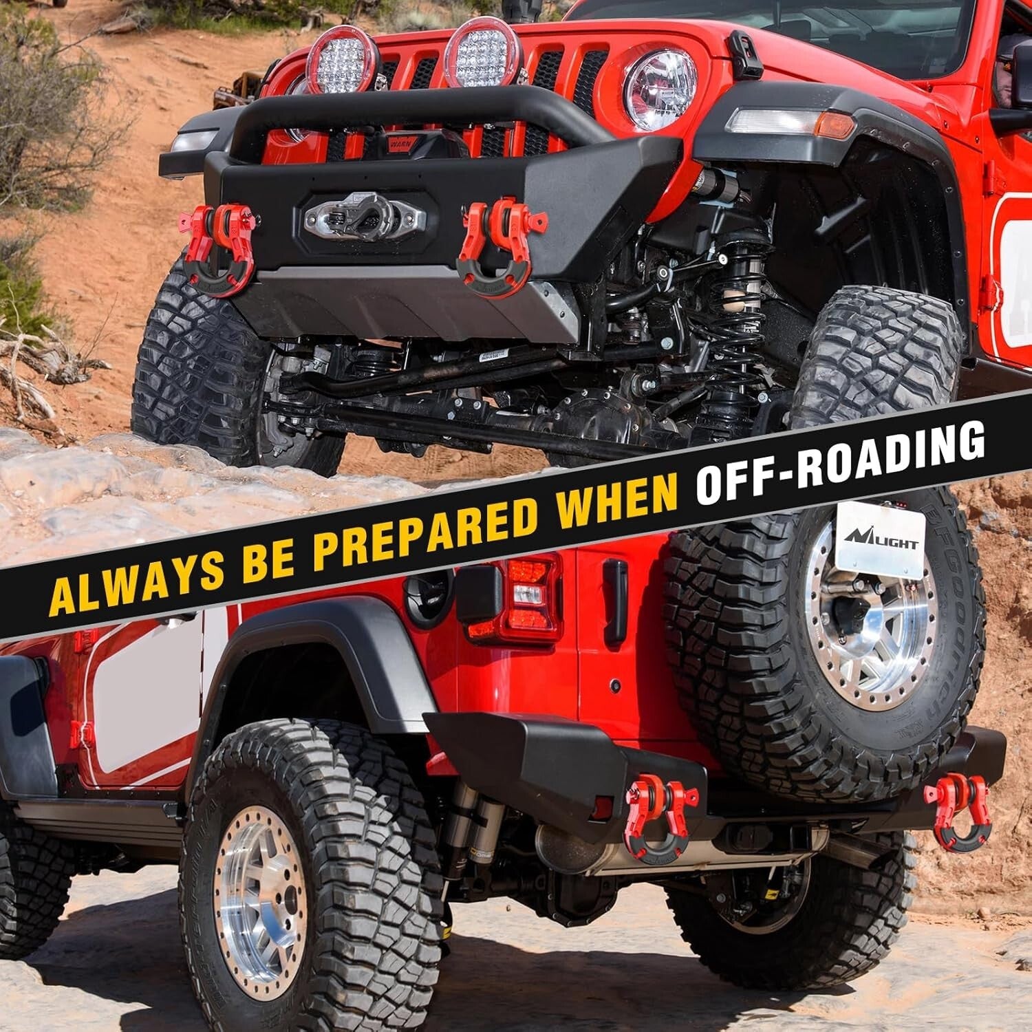 Premium 3/4" Mega D-Ring Shackles with 7/8" Pin- Ideal for Off-Road Recovery