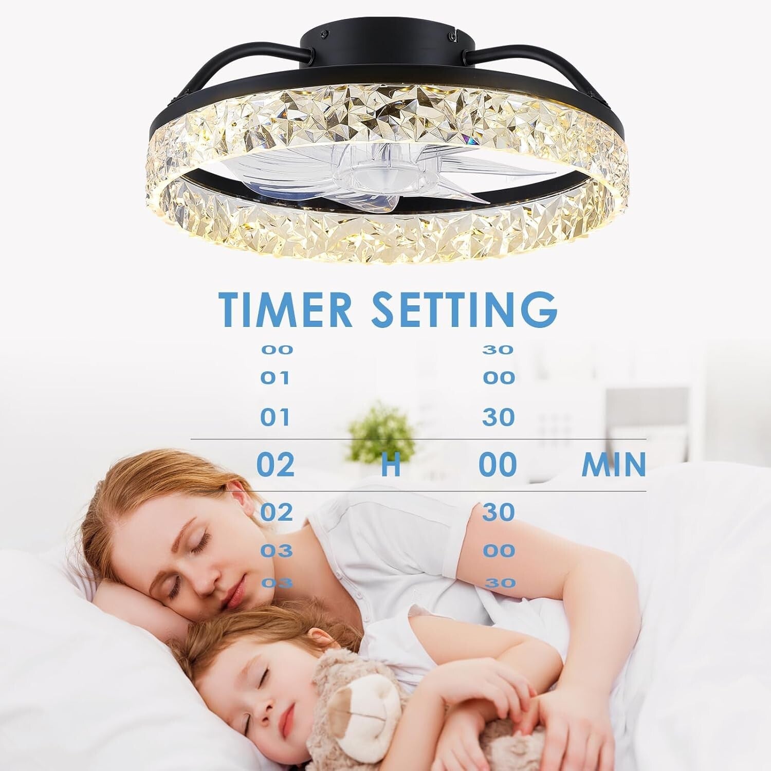 Effortless Comfort with 16" Dimmable Ceiling Fan - Remote & APP Control Feature