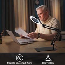 Load image into Gallery viewer, Flexible Gooseneck Magnifier with Light - 10x/5x for Easy Reading and Crafts
