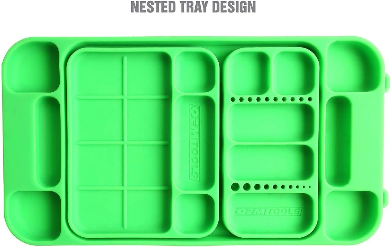 Heat-Resistant Rubber Tool Mats: 3-Piece Rounding Tray Set for Easy Organization